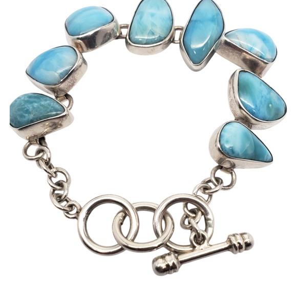 Krystyna's Sterling Silver Larimar Chain Toggle Bracelet # 20247 - Picture 10 of 10